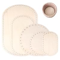 Jyongrmy 5 Stück Korbboden zum Häkeln, 10/15/20/25/30 cm Naturholzkorbboden Korbboden aus Holz, Oval/Rund Holzboden für Häkelkorb für DIY-Handtaschen, Korbflechten, Bastelarbeiten, Wohnraumdekoration