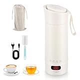 Pequeño Hervidor de Agua Portátil 400ML, 3 en 1 Hervidor Agua Electrico Pequeño, Calentador de Agua Portatil con 4 Niveles de Temperatura, Mini Taza de Agua para Hacer Leche, Café y TéEléctrica
