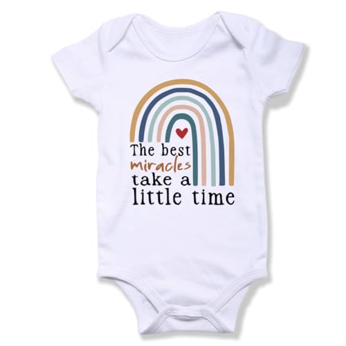 hrcfbk Rainbow The Best Miracles take a Little Time Bodysuit Newborn Baby Boy Girl Romper (White,0-3Months)
