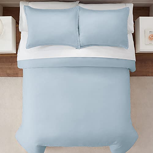 Serta Simply Clean Ultra Soft Hypoallergenic Stain Resistant 2 Piece Solid Duvet Cover Set, Light Blue, Twin/Twin Xl #TOP1