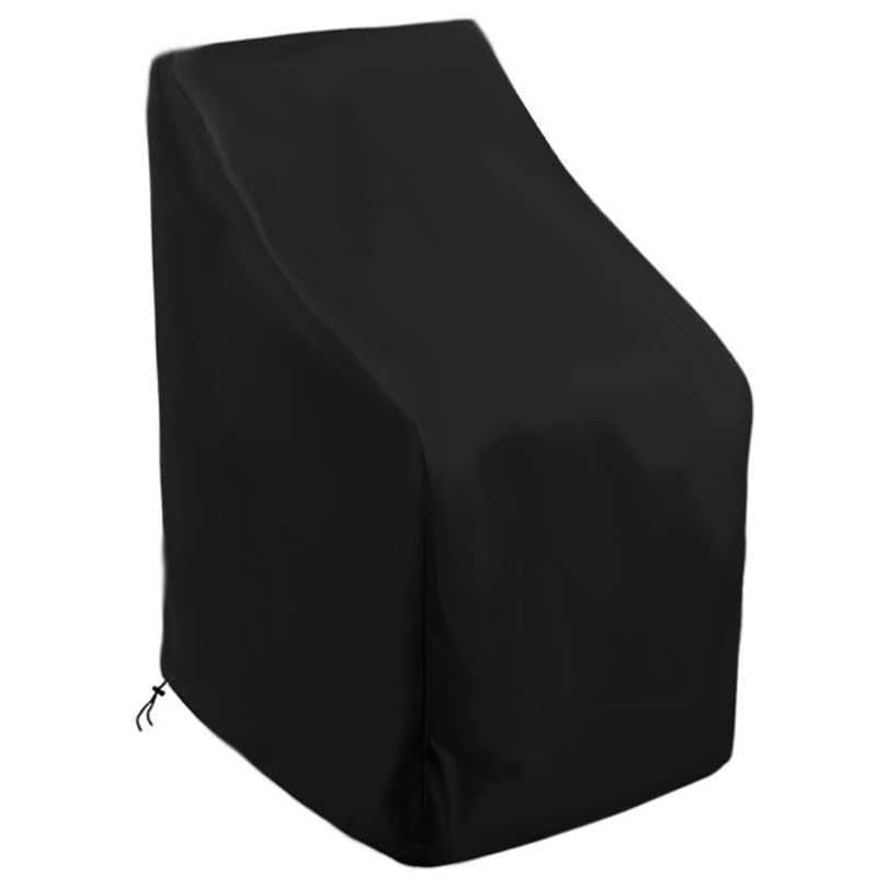 QSTGX Stacking Outdoor Chair Cover Waterproof, Outdoor Patio Furniture Covers Stacked Chairs 210D Lounge Chair Covers Outdoor Stack Chairs for All Weather Protection(Black,65x65x120/80cm)