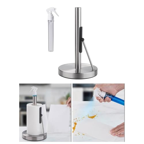 Soporte de acero inoxidable para toallas de papel de cocina con spray integrado 3