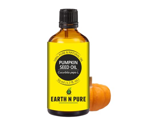 Image of Earth N Pure Pumpkin Seed Oil - 100% Pure & Natural for Scalp, Hair, Skin & Beard - Cold-Pressed, Multi-Use Carrier Oil | 50ml