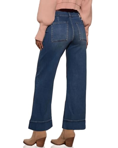 Women's High Waisted Wide Leg Jeans Casual Stretchy Sweatpant Denim Pants with Pockets Vintage Trendy 20254