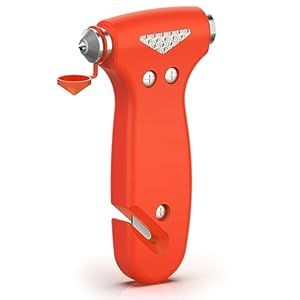 THINKWORK Car Safety Hammer, 3-in-1 Emergency Escape Tool with One Second Window Breaker and Seat Belt Cutter, Safety Emergency Car Escape Tool for Car, Office, Home, Orange