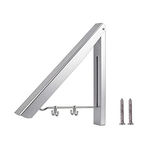 Wall Mounted Folding Clothes Hanger, Aluminum Drying Clothes Rack, Folding Drying Rack Wall, Retractable Wall Mounted Clothes Rail, Clothes Drying Hanger, Space Saving for Bedroom Indoor Outdoor Cover