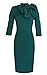 Women's 1950s Retro 3/4 Sleeve Bow Cocktail Party Evening Dress Work Pencil Dress Green X-Large
