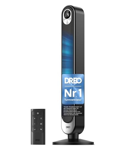 Dreo 20dB DC Motor Turmventilator Leiser, 11M Windentfernung Ventilator mit Kühlung Fernbedienung, 9 Stufen 4 Modi, 90° Oszillierender Stand Ventilatoren für Schlafzimmer, Tower Fan mit 12H Timer Dreo 20dB DC Motor Turmventilator Leiser, 11M Windentfernung Ventilator mit Kühlung Fernbedienung, 9 Stufen 4 Modi, 90° Oszillierender Stand Ventilatoren für Schlafzimmer, Tower Fan mit 12H Timer