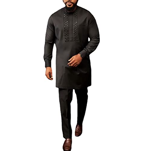 Ensemble 2 pièces homme vêtements dashiki chemises longues et pantalons costume robe