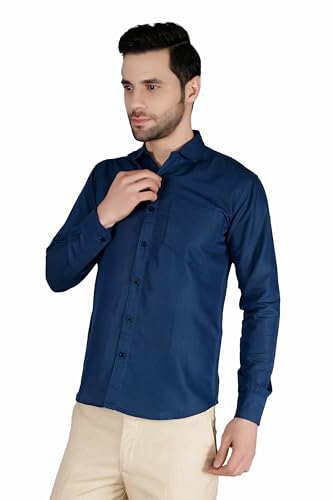 Image of Mens Slim fit Solid Casual Cotton Shirt with Spread Collar and Full Sleeves || Suitable for Office wear