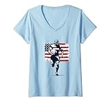Photo Gallery donna football player bandiera americana 4 luglio sport patriottica maglietta con collo a v Photo Gallery donna football player bandiera americana 4 luglio sport patriottica maglietta con collo a v
