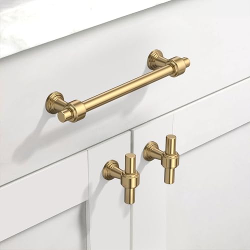 Image of 10 Pack 1 inch(25mm) Champagne Gold Cabinet Knobs for Cabinets Kitchen Drawers Pulls Champagne Cabinet Hardware Dresser Knobs
