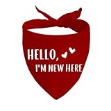 JXGZSO 1 Piece Hello I'm New Here Dog Bandana New Puppy Reveal Dog Bandana New Puppy Announcement Gift (New Here D)
