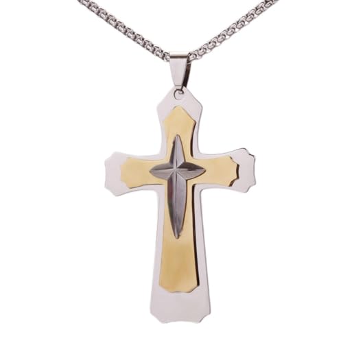 Genérico Collar de Cruz de Jesús de plata para hombres y mujeres, joyería clásica, cristiana, hip hop, punk, informal, moda, regalos