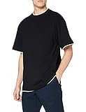 Urban Classics Herren Bekleidung Contrast Tall Tee T shirt, Schwarz (Blk/Wht), XL EU