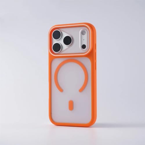 Coque antichoc iPhone 14 Plus orange givré protection objectif et MagSafe