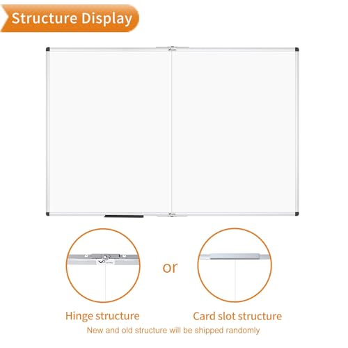 Image of VIZ-PRO Magnetic Dry Erase Board, 72 X 48 Inches, Foldable Wall-Mounted Whiteboard with Silver Aluminum Frame & Marker Tray for School Office and Home 6' X 4'