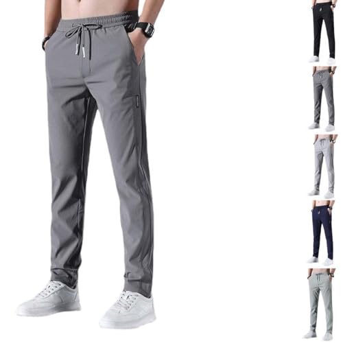 Pantalon de jogging homme en soie glacée ample et respirant pour l'été gris m