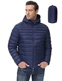 ROYAL MATRIX Men's Winter Down Puffer Jacket Packable Lightweight Hooded Down Jacket Warm Windproof
