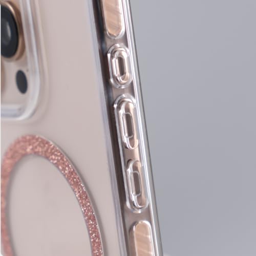 Coque iPhone 14 Pro transparente pailletée or avec anneau magnétique intégré