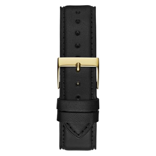 Image of GUESS Gold-Tone and Black Leather Analog Watch