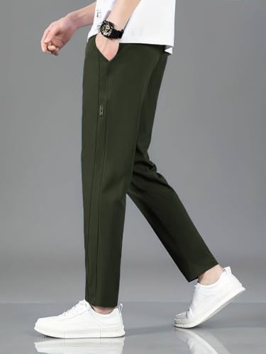Image of TAGDO Men's Loose Fit Solid Color Polyester Drawstring Sports Pants - Casual, and Comfortable for Outdoor Activities (5186)