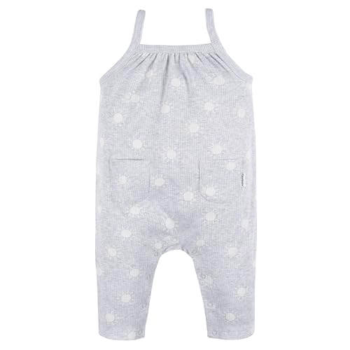 Image of Gerber Baby Girls' Sleeveless Cotton Long-Leg Romper Jumpsuit