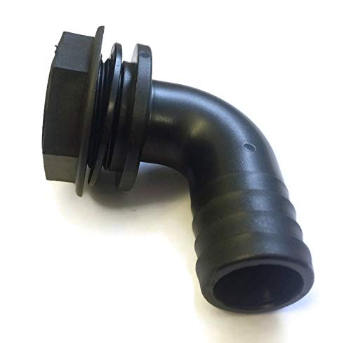 Waterline Products Large flange water butt male PP hose adaptor elbow with seal and back nut (1/2" x 15mm)