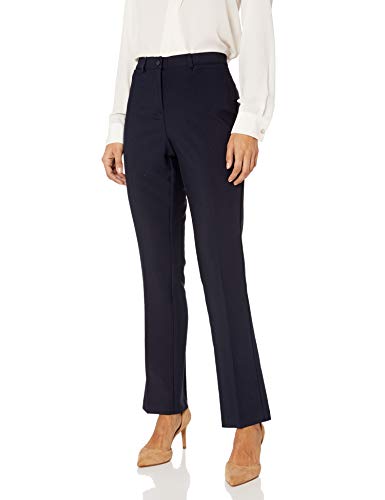 Tribal Women's Misses Petite Size Flatten It Comfort Waist Soft Twill Straight Leg Pant, Navy, 8P
