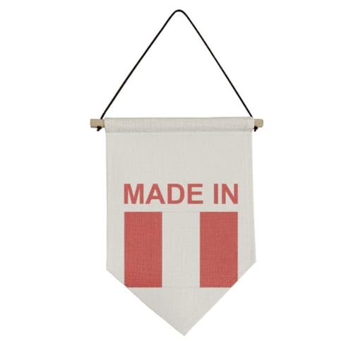 Drapeau Pérou Country Love décoration murale suspendue bannière en toile de lin