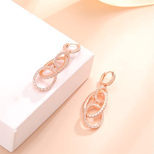 Pendientes pendant de mujer con incrustaciones y diseño elegante 5