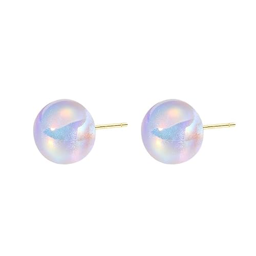 PearlLives Pearl Earrings 18K Gold Plated 925 Sterling Silver Stud Earrings Button Simulated Shell Pearl Earring Studs Hypoallergenic For Women (10MM Dazzling Starry Sky)