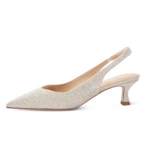 7or9 Slingbacks High Heels for Women Comfortable Air-Touch Foam Pointed-Toe Kitten Heels Casual Dressy Bridal Pumps Women Sandals