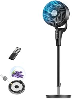 Dreo Fan for Bedroom, 90ft Airflow, 20dB Quiet Fan, 90° Oscillating Standing Fan, DC Motor, 8+H Speeds, 3 Modes, 38-42'' Adjustable Height, 8H Timer, Air Circulator for Room, 105° Manual Vertical