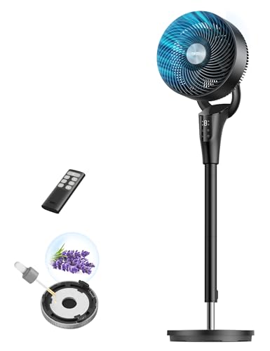 Dreo Fan for Bedroom, 90ft Airflow, 20dB Quiet Fan, 90° Oscillating Standing Fan, DC Motor, 8+H Speeds, 3 Modes, 38-42'' Adjustable Height, 8H Timer, Air Circulator for Room, 105° Manual Vertical