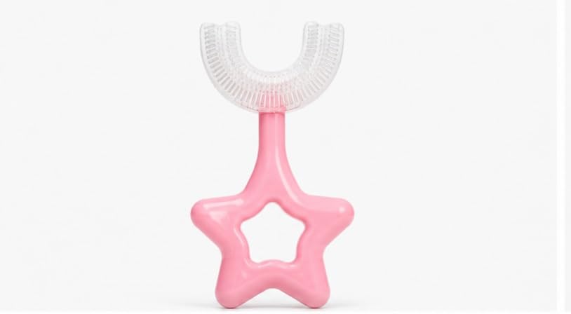 Kids U-Shaped Toothbrush with Star Handle, Pink, Silicone | 360° Cleaning, Star-Shaped Handle, Soft Silicone Bristles, Toddler Friendly, Easy Grip Design-picture-27