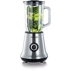 SEVERIN SM 3734 Staande mixer met 1,0 l glazen blender, mixer met 2 standen en pulse-functie, krachtige keukenmixer met roestvrijstalen mes, ca. 500 W, roestvrij staal/zwart