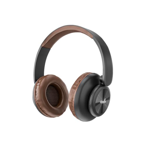 Voods Heads Pro Headphone with Mic, 120H Long Battery, On Ear Headphones, 40mm Drivers, Foldable Design with Dual Pairing, Fast Charge, Bluetooth Wireless Headphones, IPX5 Rated (Brown)