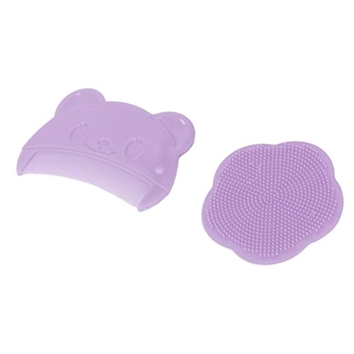 Cepillo de Baño para bebé Recién Nacido, Cepillo de Baño Lavable para Cuero Cabelludo, Caja de Almacenamiento Suave, Cómodo para Ducha de Niños (Púrpura)