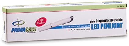 Primacare DL-9325 LED Diagnostic Penlight with Imprinted Pupil Gauge, Reusable and Lightweight Medical Pen Light for Nurse, Student, Doctors EMT, Batteries Included, White