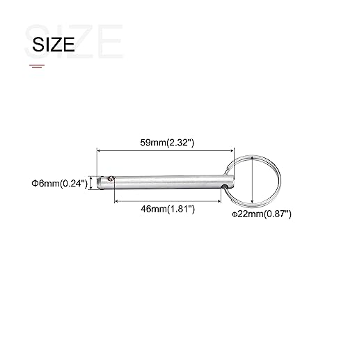 METALLIXITY Schnell Freigabe Pins (6mmx59mm) Kohlenstoff Stahl Ziehen Pin - für Schiffbau Schiffsausrüstungen Boot Oben