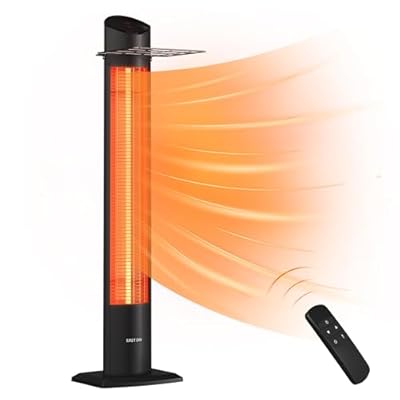 EAST OAK Outdoor Indoor Heater, 24H Timer & 2 Heat Levels, IP55 Waterproof Garage Heater, 1500W Patio Infrared Heater with Tip-over & Overheating Protection for Backyard Garage Porch Balcony Shop