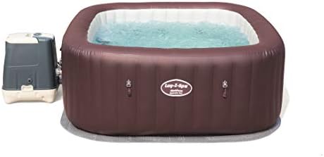 Lay-Z-Spa Santorini Pro Built in LED Light, 10 HydroJet System, Integrated Seats and Foot Massager Inflatable Hot Tub with Freeze Shield Technology, 5-7 Person, Grey