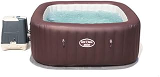 Lay-Z-Spa Santorini Pro Built in LED Light, 10 HydroJet System, Integrated Seats and Foot Massager Inflatable Hot Tub with Freeze Shield Technology, 5-7 Person, Grey
