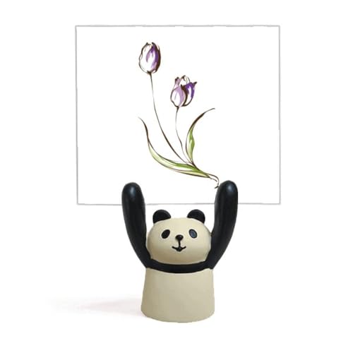 Porte-mémo avec fleurs violettes et pandas pour bureau