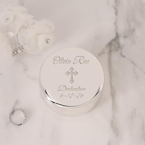 Image of Cherished Moments Personalized Baby Dedication Round Jewelry Box