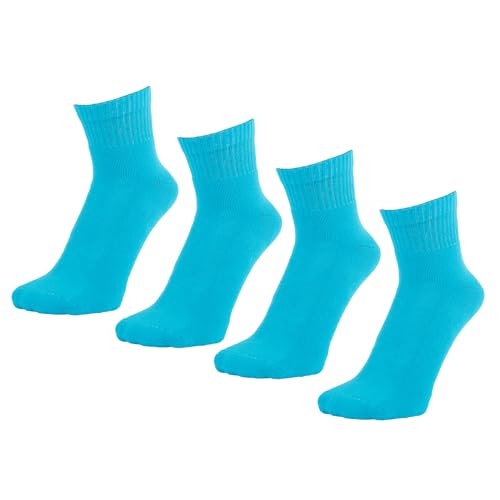 Image of ZAKIRA Combed Cotton Terry Cushioned Athletic Ankle Trainer Socks – Soft Breathable Sports Socks for Men & Women - 4 Pack, 6-10 (UK), Turquoise