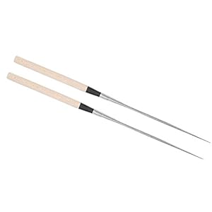 Japanse sushi-staafjes met houten handvat stokjes roestvrij staal accessoires keuken restaurant thuis (S)
