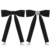 Geyoga 2 Pack Western Bow Ties for Men Colonel Tie Black Ladies Bowtie Clip for Uniform Party