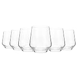 KX-WARE Unbreakable 16-ounce Acrylic Stemless Wine Glasses All Purpose Plastic Tumbler, set of 6 Clear Dishwasher Safe BPA Free Classic Style